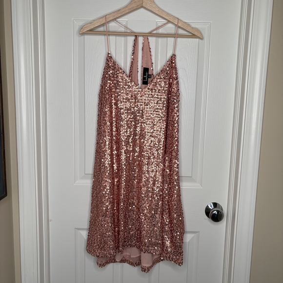 Lulu's Blush Sequin Strappy Dress Size Medium :) - Picture 2 of 8